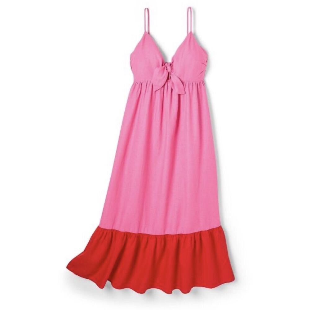 Tabitha Brown for Target Sleeveless Tie-Front Colorblock Midi Dress- Small